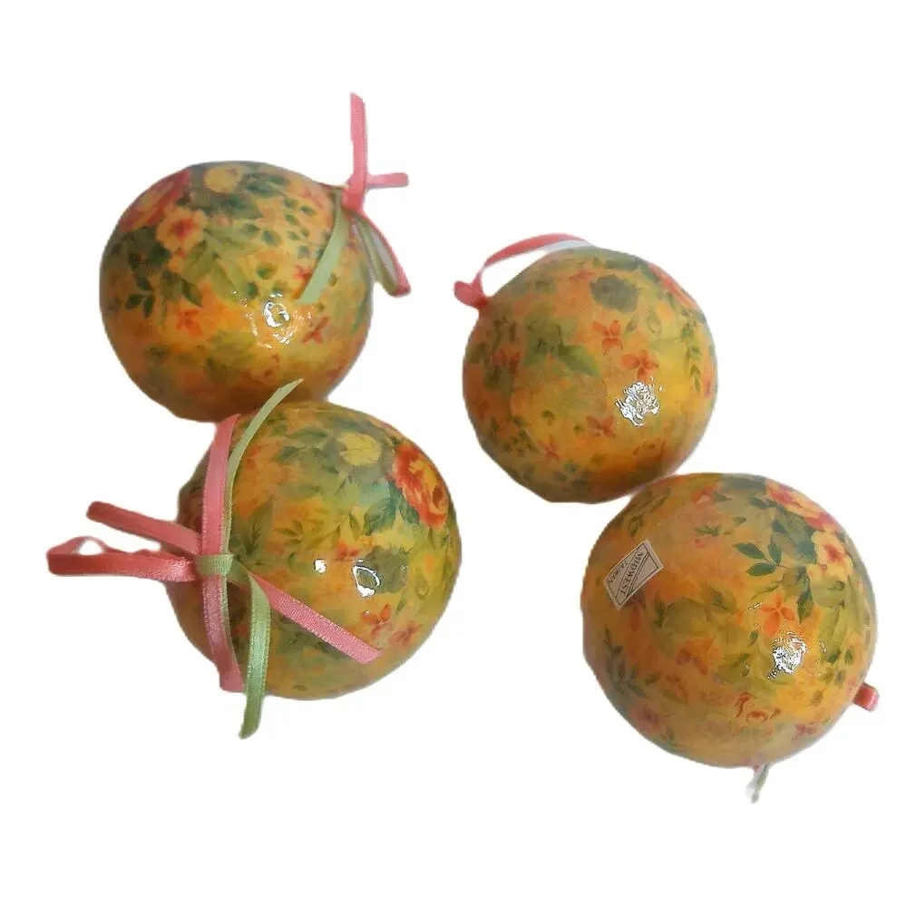 Vintage Victorian Roses Floral Christmas Decoupage Ornaments Set of 4